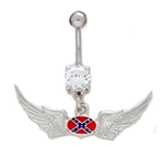 rebel flag belly button ring with angel wings