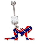 girl on all fours belly ring with confederate battle flags